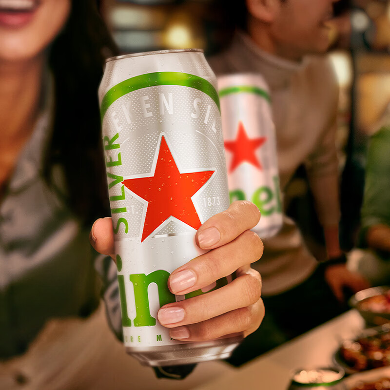 喜力silver星银啤酒 整箱装 全麦酿造 原麦汁浓度≥9.5°P  500mL 24罐