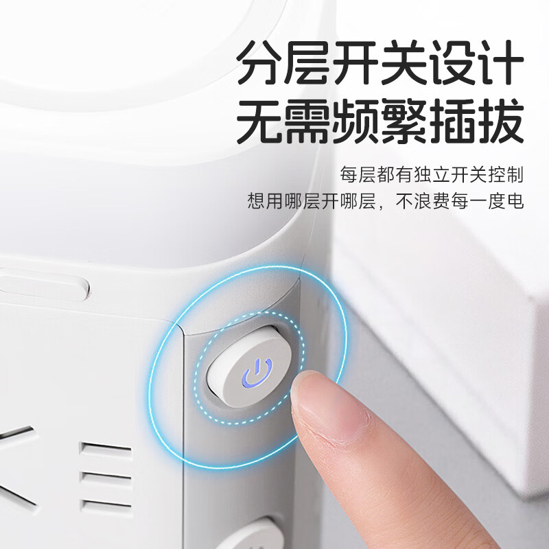 正良泰品纯铜防雷一转多带夜灯usb无线充立式分控家用宿舍办公用/插线板/插排/接线板/拖线板 12位插孔1.8米【纯铜+防雷】