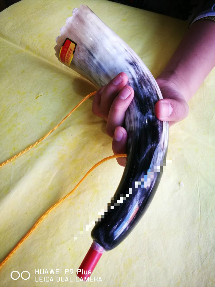 诺迪驰牛角号内蒙古工艺品号角喇叭舞台道具儿童玩具2530厘 黑白色