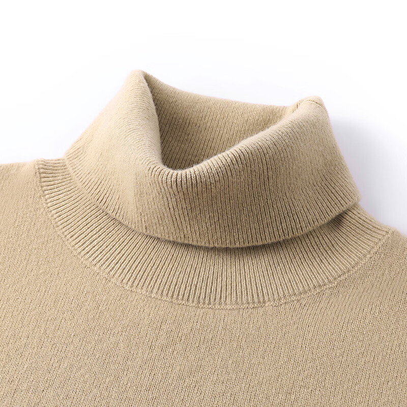 恒源祥高领羊毛衫女秋冬季新款两翻领套头纯色毛衣内搭打底衫针织衫女 香槟驼 M /165/88A