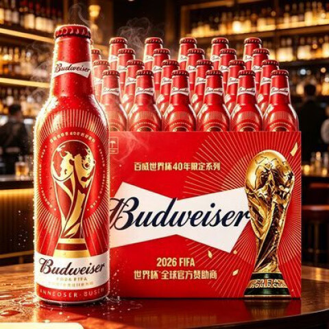 百威（BUDWEISER）世界杯限定Budweiser百威啤酒铝瓶355ml*24瓶国产精酿黄啤整箱 百威【世界杯纪念款】 355mL 24瓶