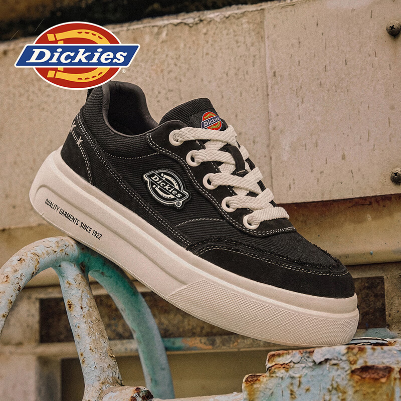 Dickies品牌男鞋2026夏季新款透气减震休闲鞋百搭增高防滑耐磨运动板鞋男 黑色 45 京东折扣/优惠券