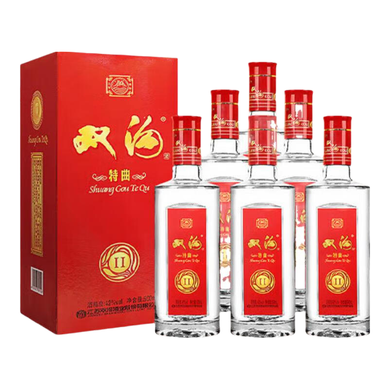 双沟 浓香型白酒 纯粮酿造 宴请聚会节日送礼 42度 500mL 6瓶 整箱双沟特曲
