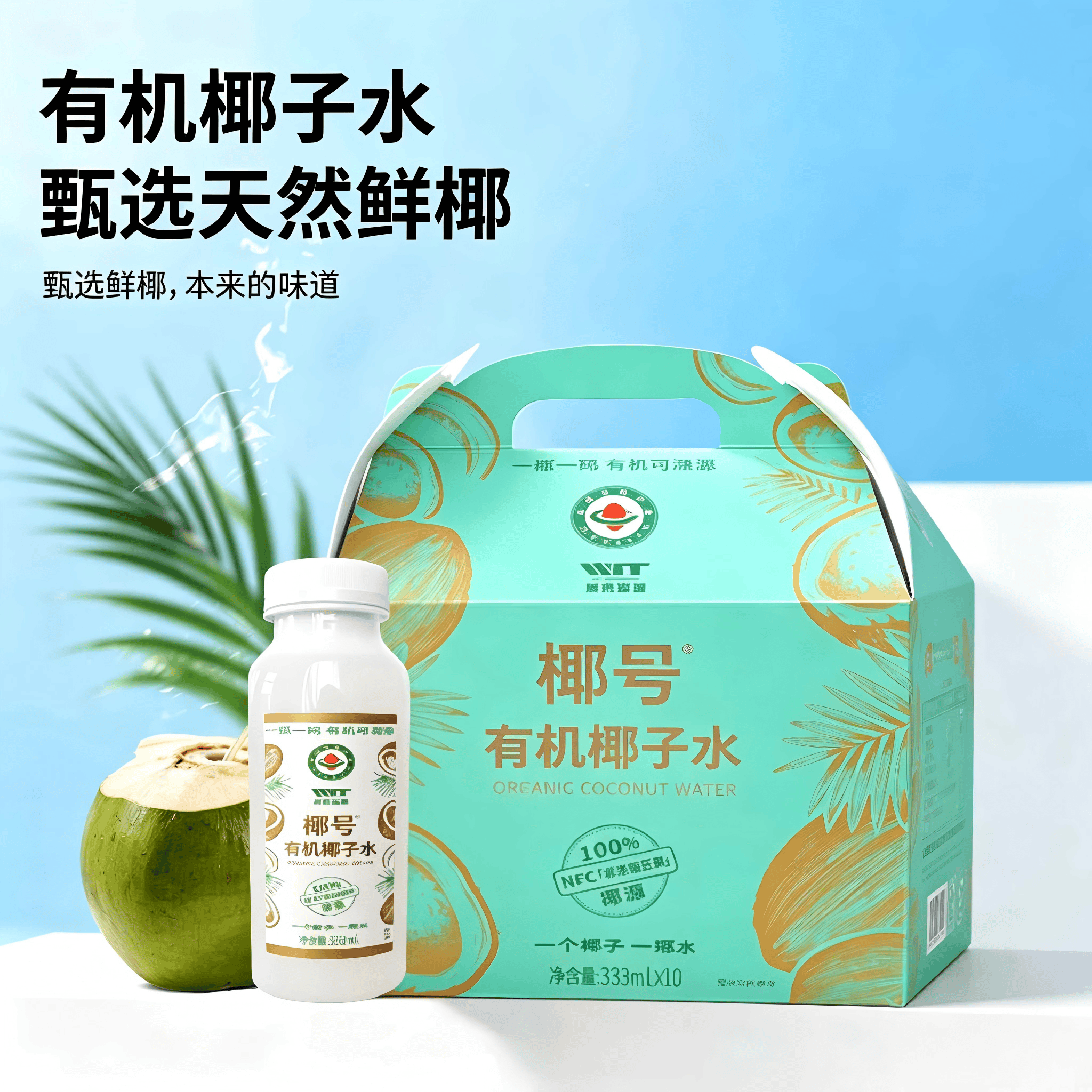 SUSA有机椰子水333ml*10瓶礼盒装 NFC非浓缩还原有机纯椰汁
