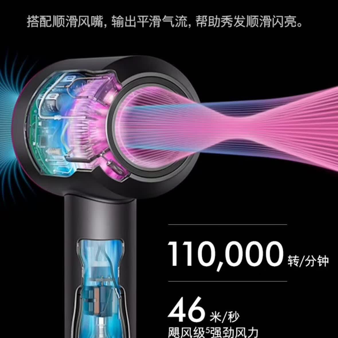 全新HD15智能吹风机高速负离子速干护发电吹风海外进口家用送礼推荐 全新戴森HD15  玫红色