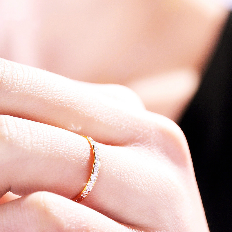 snqpa彩银戒指满天星925银尾戒圈细小指环女款彩金玫瑰金chic极简