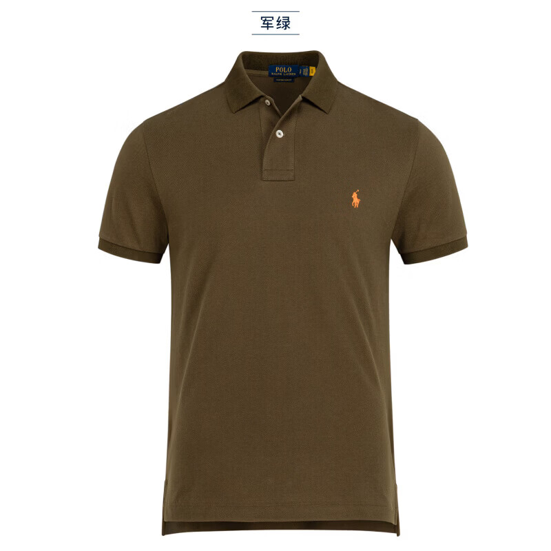 RALPH LAUREN 拉夫劳伦官方旗舰北美代购Ralph夏季商务纯棉翻领短袖Polo衫男拉夫·劳伦 黑色-红标 L 【165-185斤】