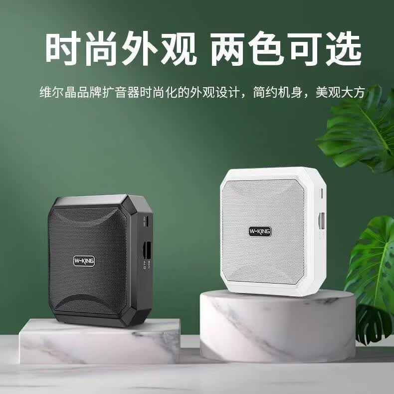 维尔晶(W-King)KS01户外大功率腰挂扩音器 教师导游专用有线简易便携式插卡优盘小蜜蜂 白色款扩音器+有线耳麦