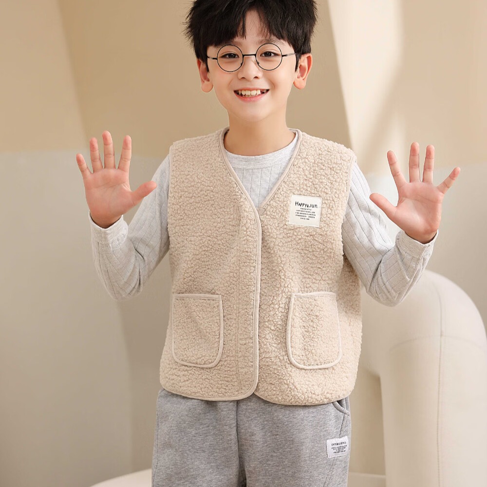 GOSO儿童睡衣套装可外穿肤舒适儿童家居服 1417015米白 M 120