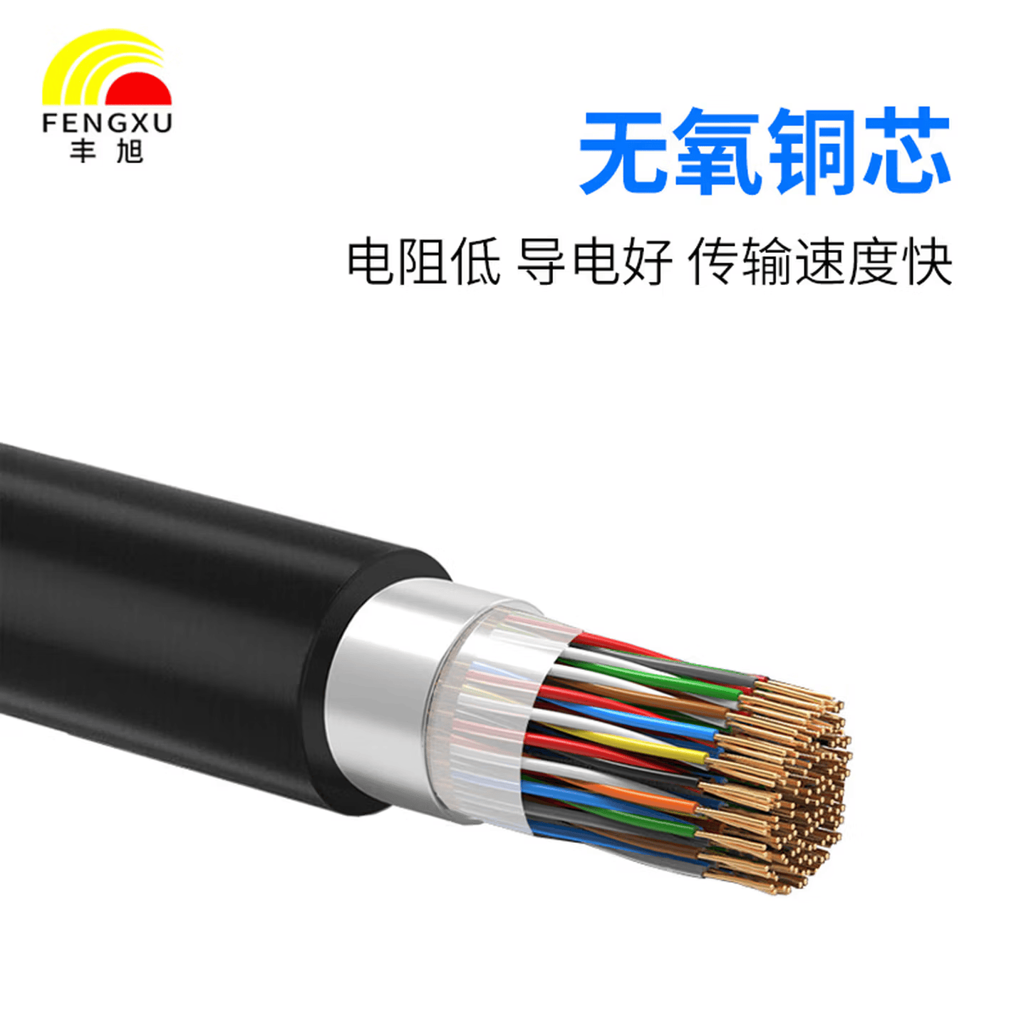丰旭 【国标保检测】HYA室外大对数通讯电缆 市话通信电话线通信电缆 WDZ-HYA53 10*2*0.5线径 100米