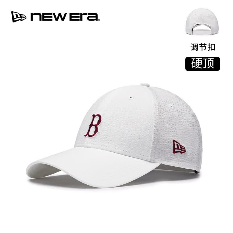 NEW ERA纽亦华26新品运动弯檐轻薄泡泡纱面料棒球帽硬顶NE940 14905049-白色/波士顿红袜队 可调节