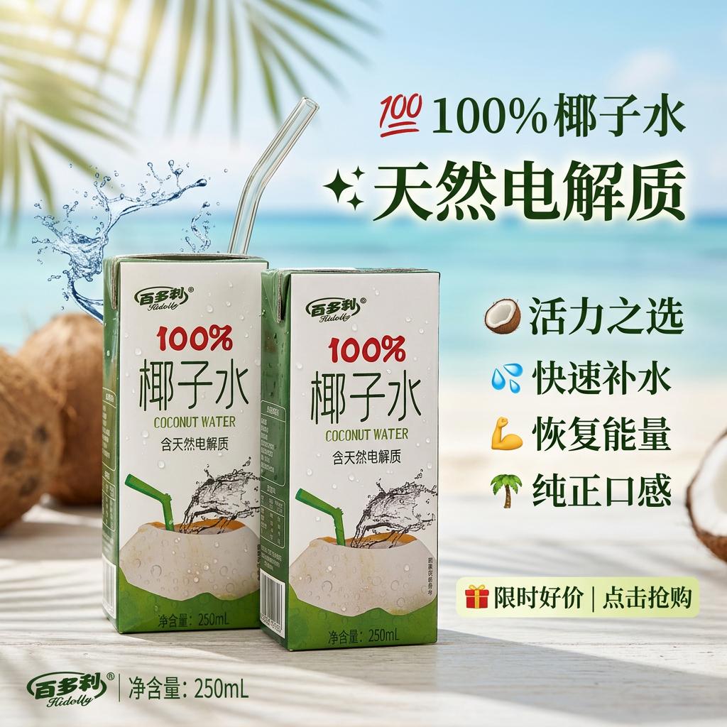 百多利椰子水100%纯NFC椰子水饮料整箱椰汁水饮品 NFC椰子水250ml*10瓶
