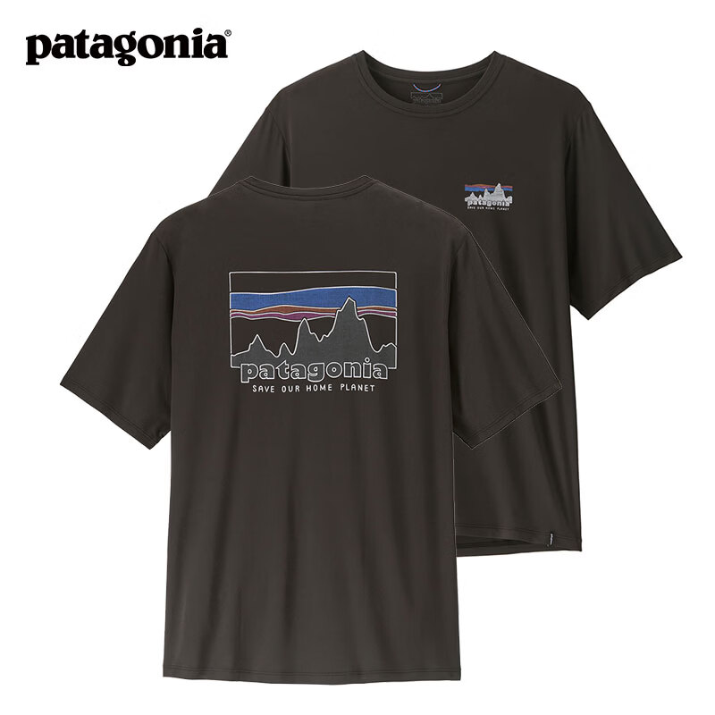 巴塔哥尼亚（Patagonia）男士弹性透气C1速干短袖T恤 45478/45456/45480/45481/45477 45478-BLK S 164/175(CM)  60/69(KG)