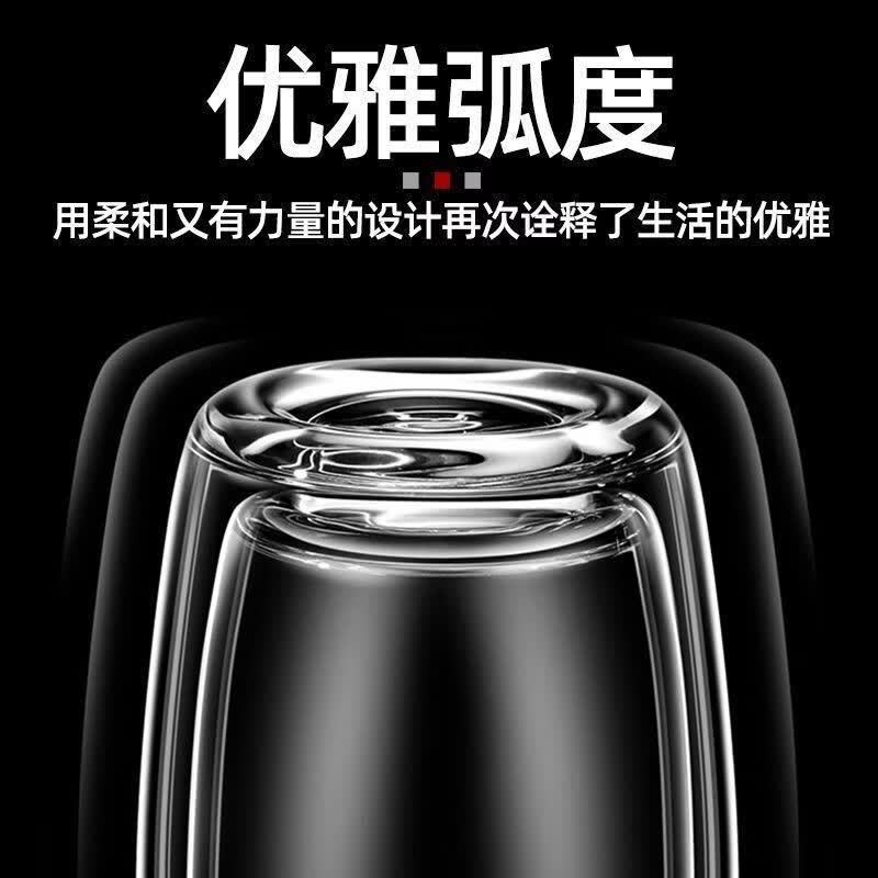 舒馨双层加厚高硼硅鹅蛋玻璃杯304全钢盖大容量家用办公耐高温喝水杯 钢盖双层400ml【杯套+杯刷】 容量