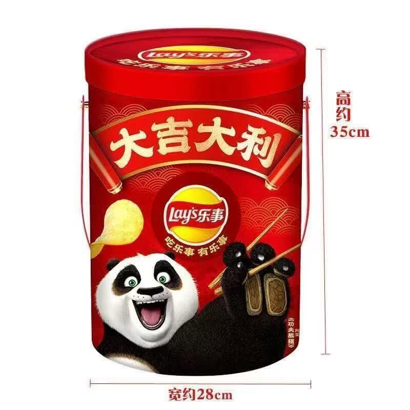 LAY'S 乐事 薯片工坊乐事薯片620g全家桶功夫熊猫联名零食袋装大袋休闲追剧零食 乐事零食全家桶620g*1桶 原桶直发破损不赔/介意慎拍