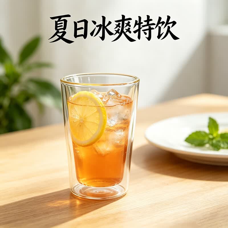 唯铭诺高硼硅玻璃水杯广口茶杯牛奶杯啤酒杯饮料果汁杯双层玻璃公道杯
