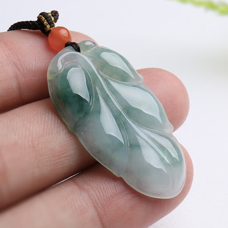 静汝玉【珠宝严选】翡翠a货吊坠女金枝玉叶项链锁骨链玉叶子玉坠吊坠