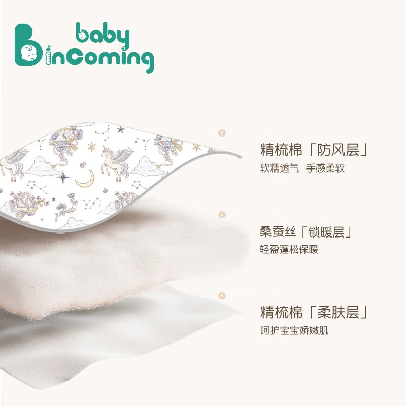 babyincoming蓓茵可新生儿包被宝宝婴儿秋冬厚纯棉A类桑蚕丝抱被产房四季盖被 星河摇篮曲【桑蚕丝秋冬可脱胆800g】