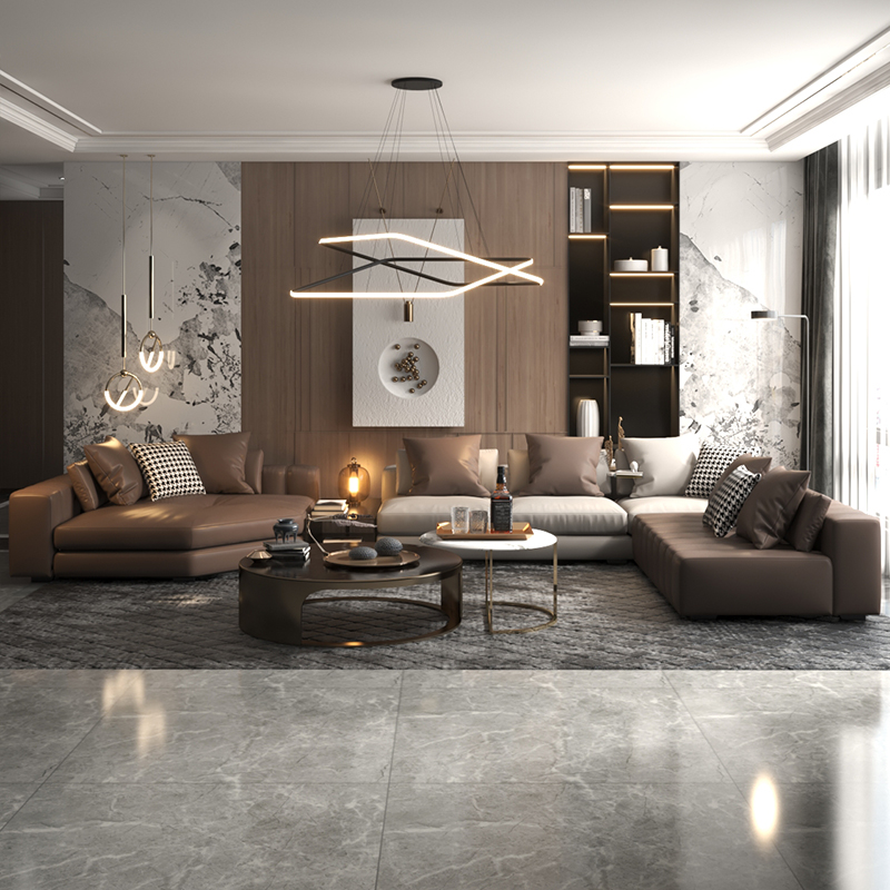 洛享品牌意式轻奢真皮沙发客厅后现代简约奢华大户型高端牛皮沙发 c-1