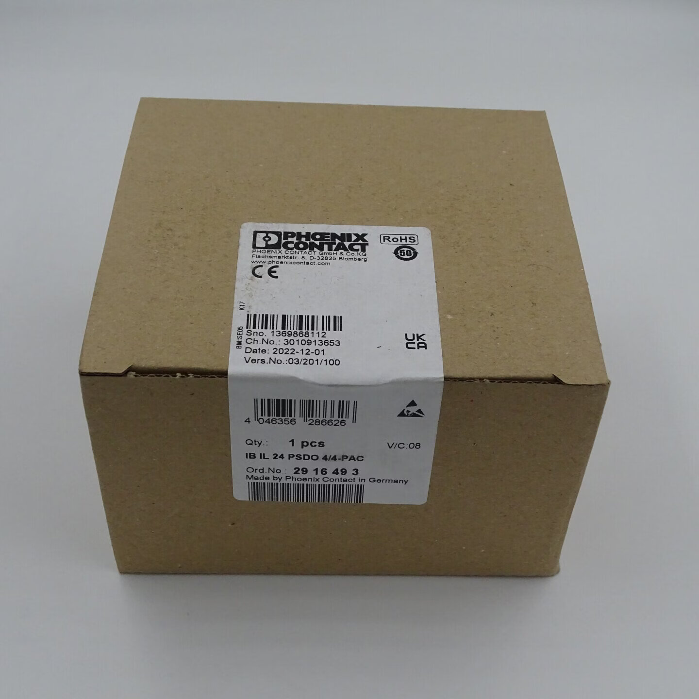 02916493菲尼克斯IB IL 24 PSDO 4/4-PAC安全数字量输出模块现货 默认