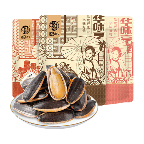 华味亨 500g多口味葵瓜子*3袋  3斤香瓜子坚果炒货葵花籽大颗粒 (山核桃味+焦糖味+五香味)共3袋