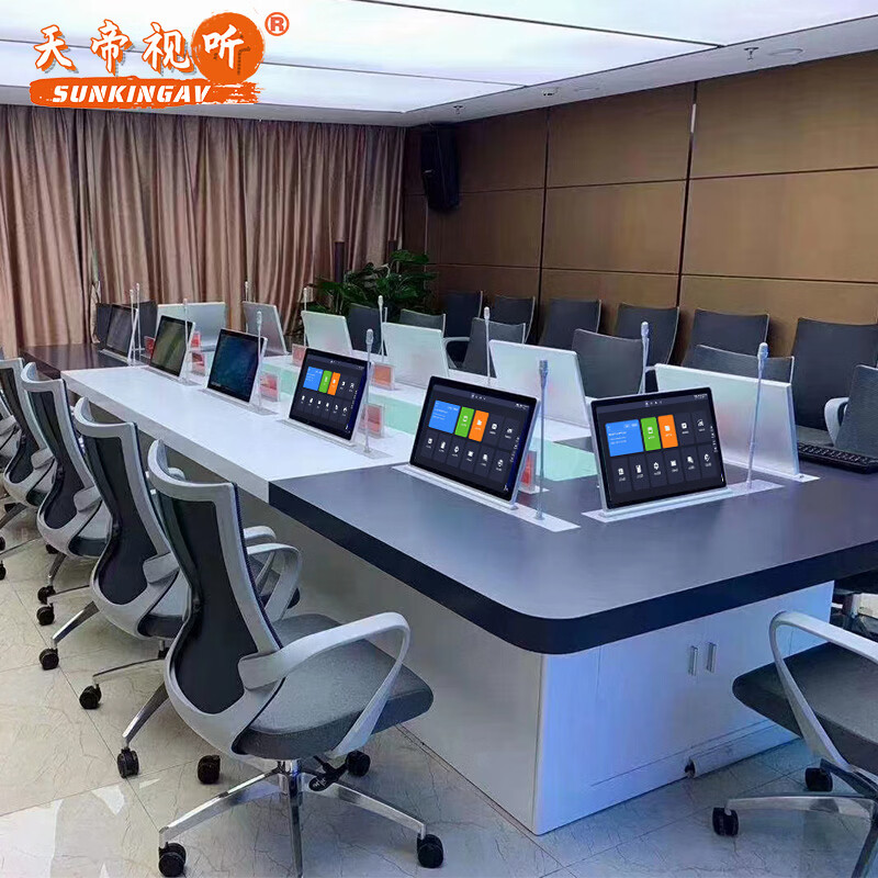 天帝视听无纸化会议系统液晶屏升降器办公隐藏式电脑桌面显示屏升降器会议室无纸化会议超薄降触摸一体机 SK-24