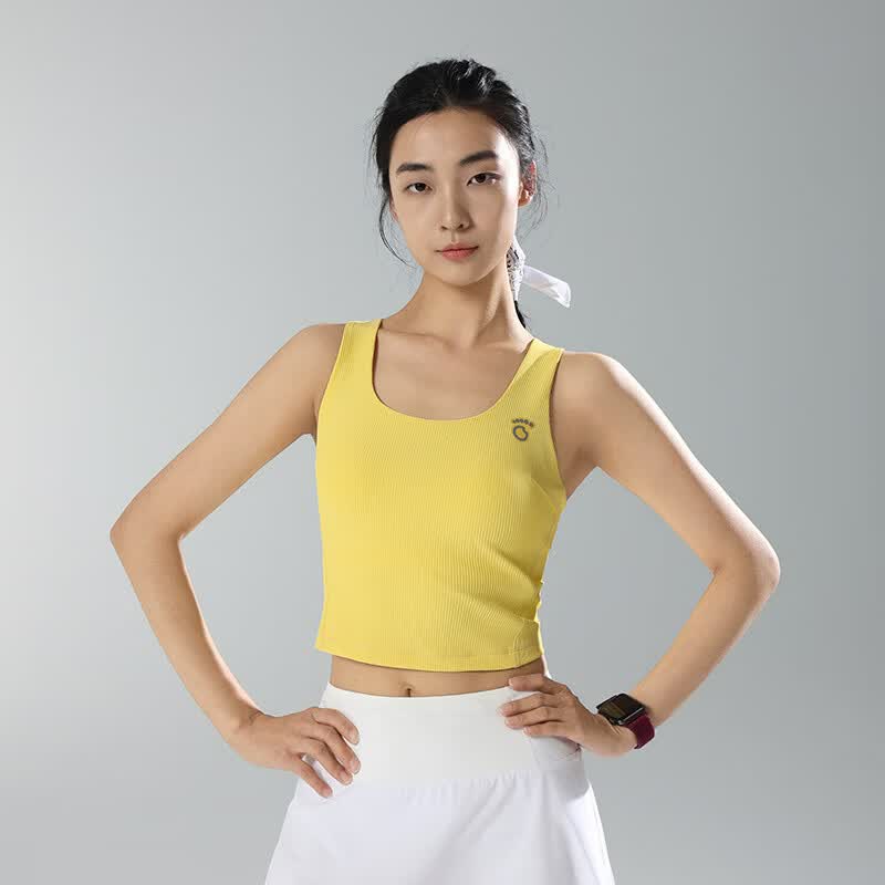 马孔多（macondo）26夏季新品女子二合一运动背心内衣中度支撑蜂巢杯凉感速干抑菌 疗愈黄 S