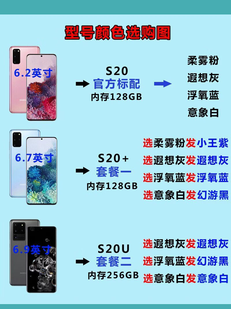 三星(SAMSUNG)Samsung/三星 Galaxy S20 SM-G9810 5G 柔雾粉 官方标配 S20 6.2寸