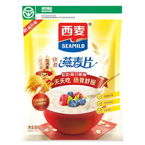 西麦全粒快熟燕麦片1000g 冲饮谷物营养早餐无额外添加蔗糖 【一级燕麦】快熟家庭装1000g