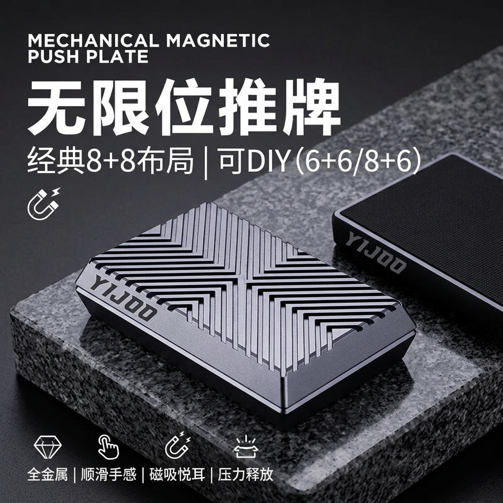 异爵无限位推牌edc解压玩具金属机械推牌静音指尖陀螺男生手指玩具银