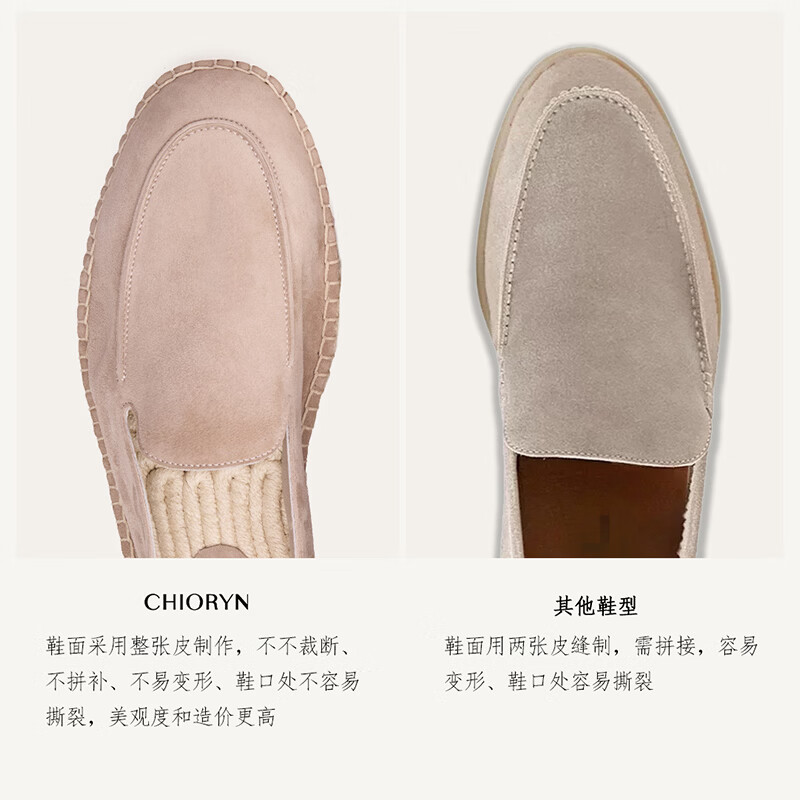 CHIORYN【翻毛小羊皮】青润渔夫鞋男透气一脚蹬乐福鞋软底豆豆鞋 金棕色H0501-1 38  同运动鞋39码数