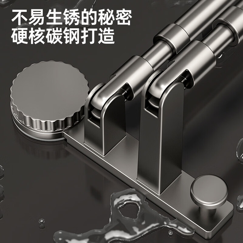 溥畔吸盘可伸缩旋转毛巾杆卫生间毛巾架浴室毛巾置物架浴巾挂架 [新款]枪灰双杆丨吸盘[可伸缩75+139cm]加
