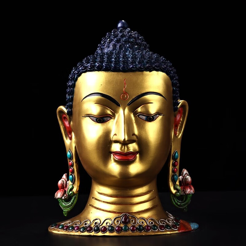 铜人艺巷尼泊尔工艺全铜手工镶嵌宝石释迦摩尼佛头释迦牟尼佛祖头像