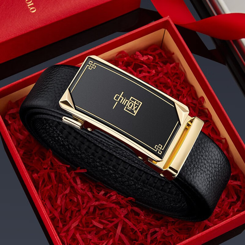 williampolopolo男士皮带自动扣新款裤带年轻人头层牛皮男式裤腰 金扣