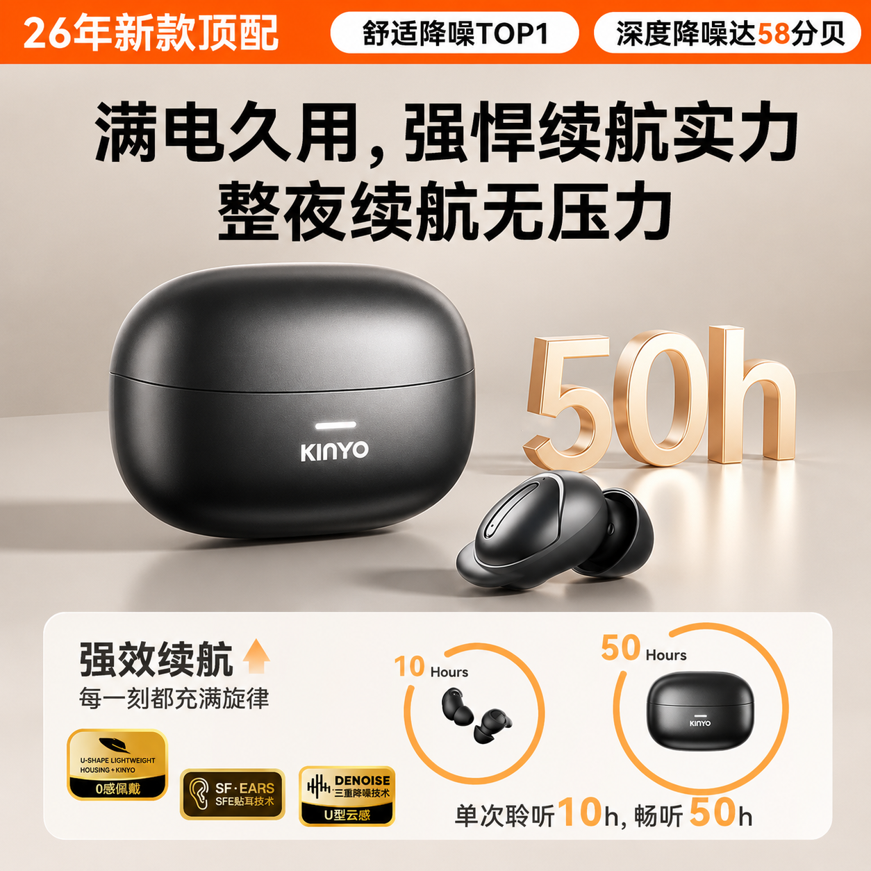 金运【降噪新高度】26年新款睡眠蓝牙耳机助眠防噪音耳塞睡觉睡眠专用主动降噪无线侧睡无痛不压耳 【首款睡眠协会丨医师推荐】助眠神器-深空黑 索尼主动降噪丨适配华为苹果安卓