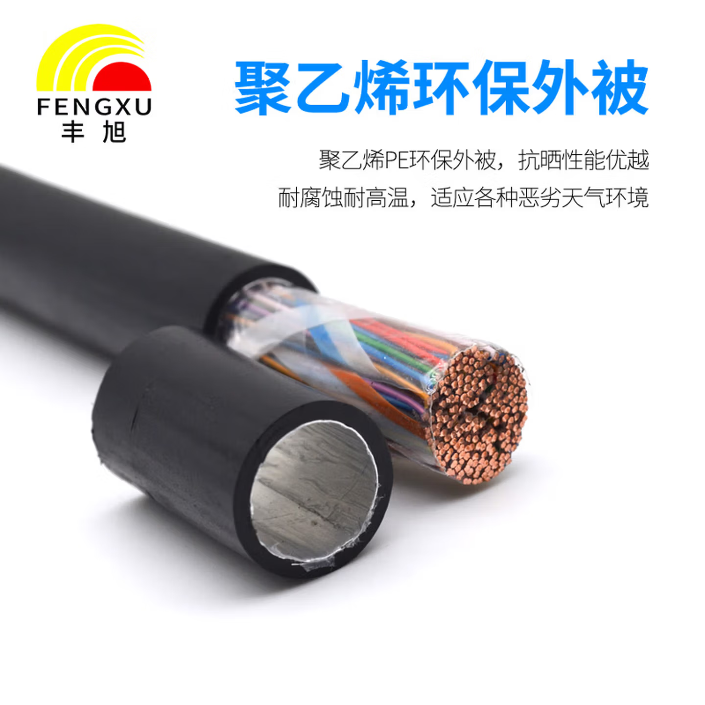 丰旭 【国标保检测】HYA室外大对数通讯电缆 市话通信电话线通信电缆 WDZ-HYA53 10*2*0.5线径 100米