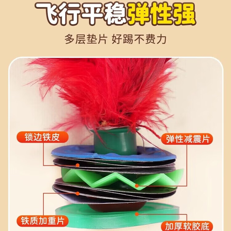 【甄选直发】毽子儿童小学生踢鸡毛键腱子毽球比赛运动专用成人幼 升级大公鸡毛毽【5只装】热销