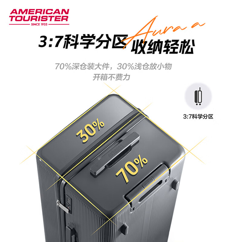 美旅(AMERICAN TOURISTER)新款上新时尚大容量拉杆箱登机箱密码锁密码箱NA9*001 炭灰色 26英寸