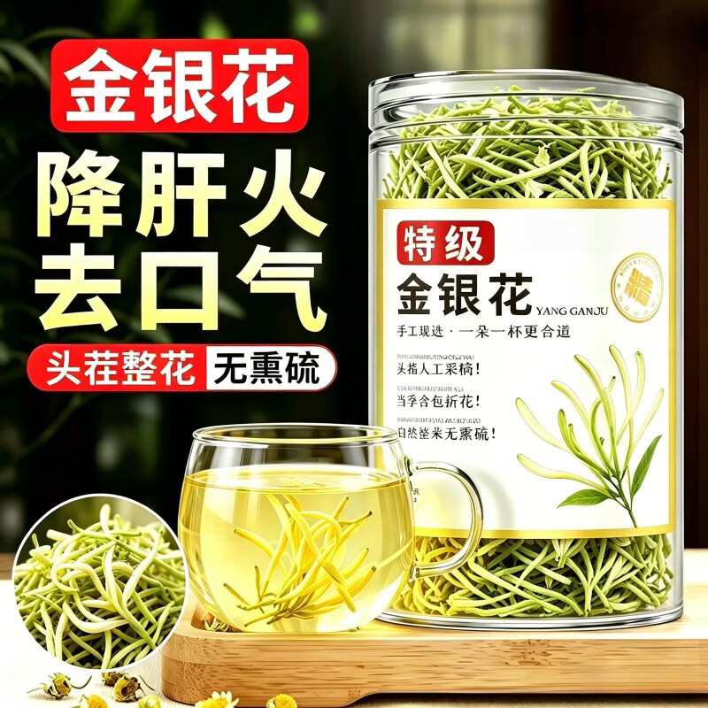 同仁堂（TRT）金银花茶级搭菊花中材煮泡水清热解毒下降去火养生凉茶 (人工挑选)级金银花 250g*1罐