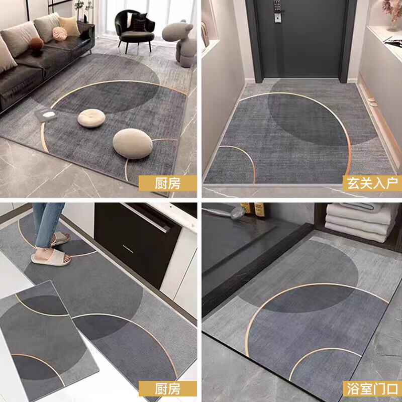 雨萱入户地垫门口脚垫家用进门垫玄关防滑可定制垫卧室客厅加厚地毯垫 明月清风【圈绒】 50cm*80cm