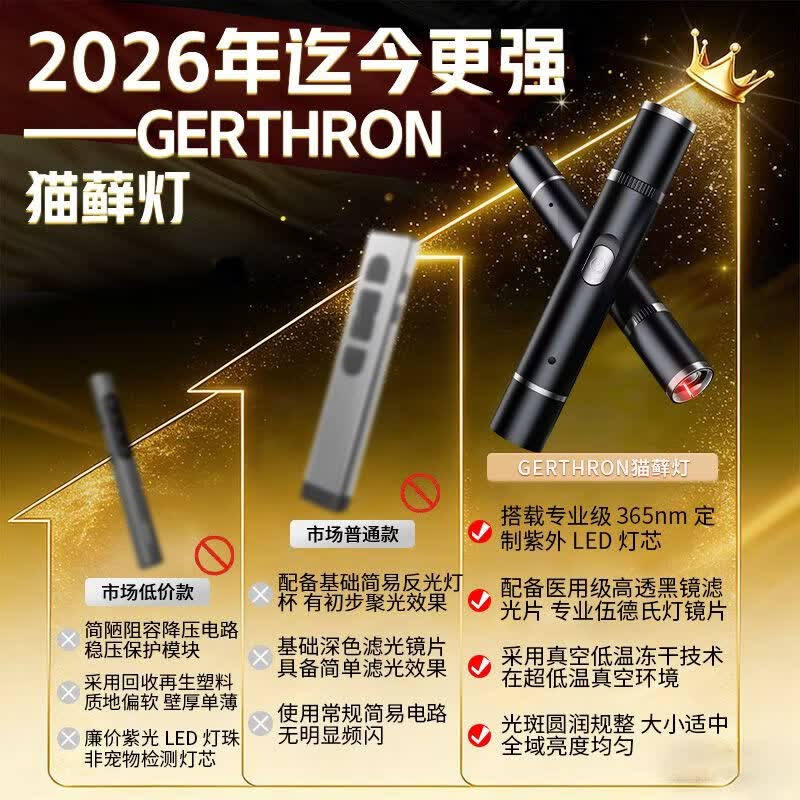 GERTHRON德国品牌猫藓灯激光笔逗猫棒猫玩具逗猫神器自嗨解闷小猫幼猫消耗 【伍德氏猫藓灯】小铁盒 5种图案 USB充电