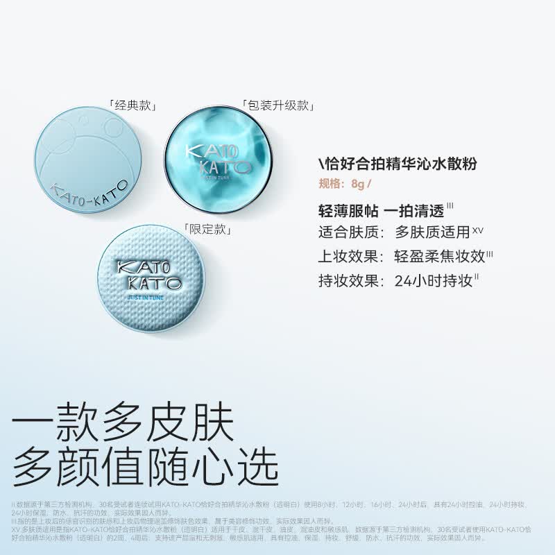 KATO-KATO精华沁水散粉控油持久保湿不脱妆防汗补妆蜜粉  生日礼物送女友 【织我限定】精华沁水散粉-百搭-（透明白）8g