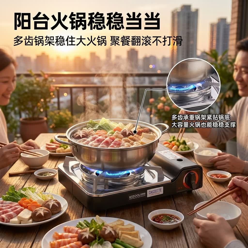 劲舟卡式炉户外野外炉具炊具便携式卡磁炉火锅炉燃气炉家用商用煮茶炉 蓝色+3.5KW超猛火力防爆防风