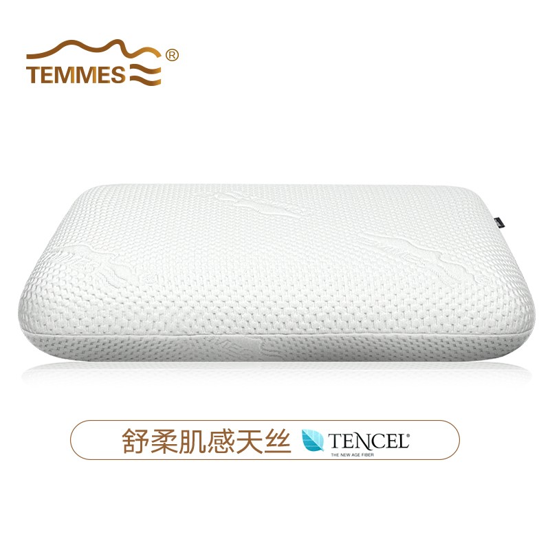 TEMMES 丹麦泰梅斯 枕头颈椎枕睡眠慢回弹睡觉专用记忆棉枕头芯 莱赛尔舒柔肌感枕套 单只 软弹释压芯材