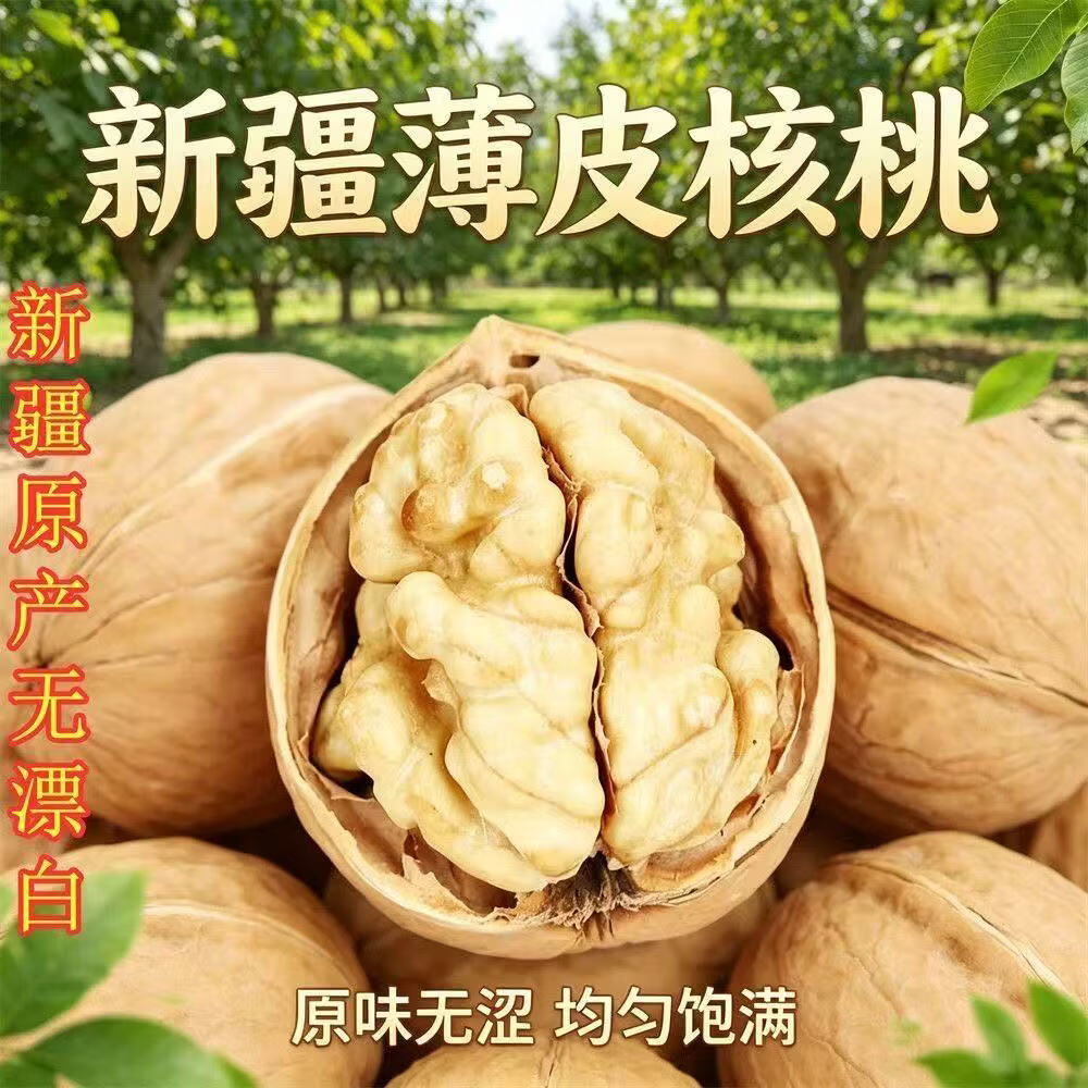 有气派新货新疆薄皮皮核桃生货手剥原味坚果阿克苏特产零食坚果核桃仁 1000g