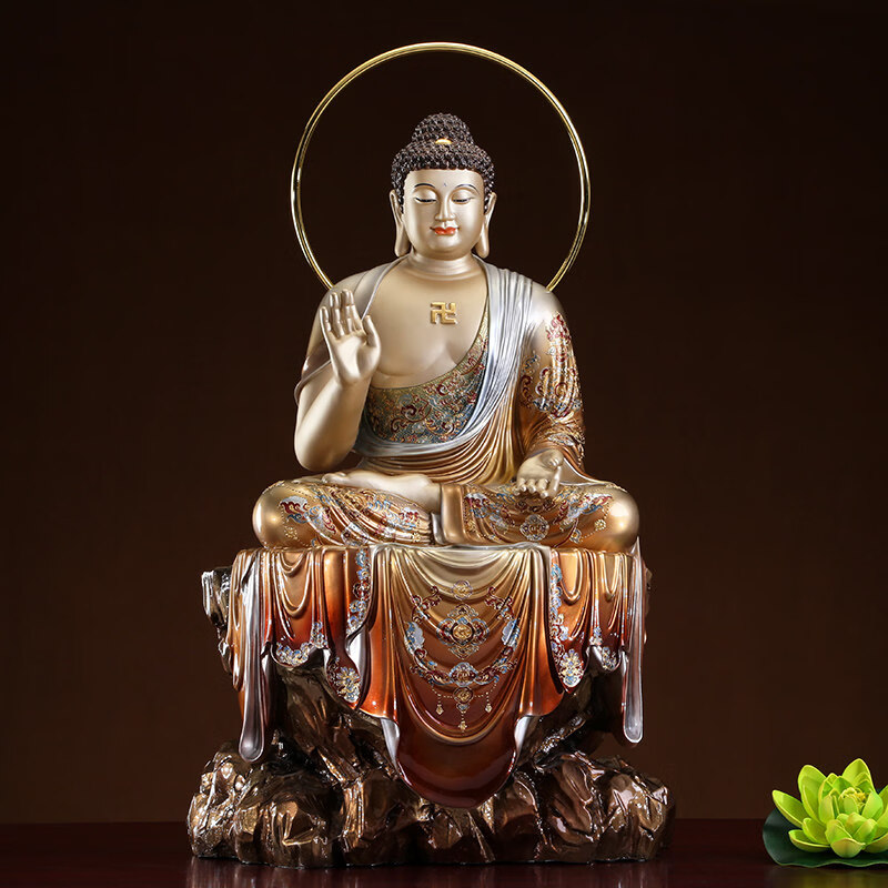 铜雕释迦牟尼佛像铜像纯铜掐丝珐琅彩绘释迦摩尼佛像释迦佛说法像 68厘米掐丝珐琅镶金说法像