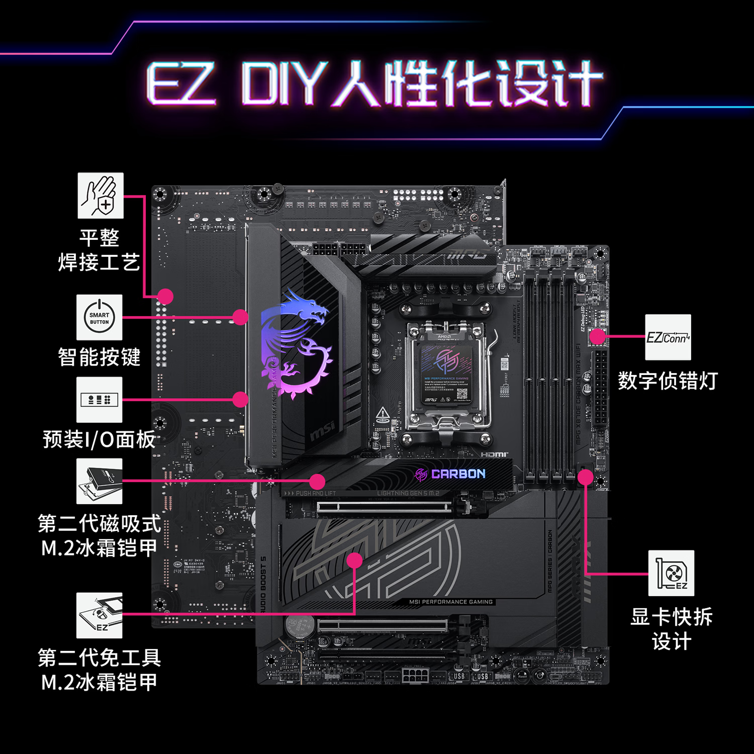 微星 MPG X870E CARBON MAX WIFI暗黑 图 4