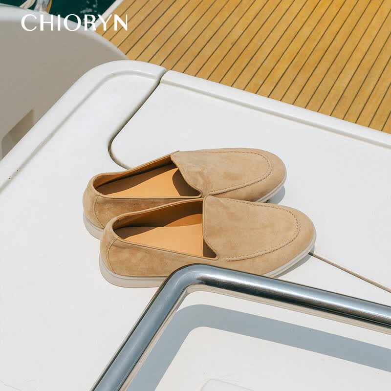 CHIORYN羊皮chioryn青润夏季羊皮LP乐福鞋summerwalk一脚蹬送父亲礼物 A4-1米黄色 summerwalk 39 (250mm)