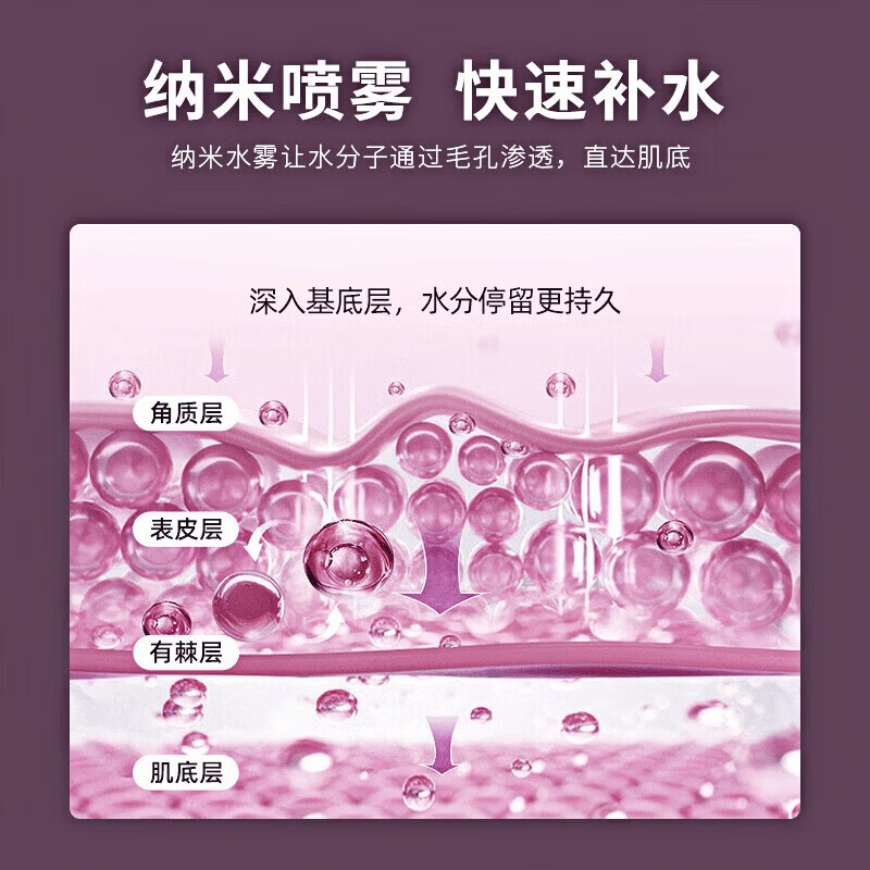 双孔纳米补水仪喷雾器脸部补水仪手持家用便携冷喷机面部加湿器蒸脸器美容仪注氧仪 【天空蓝-双孔】双倍雾量