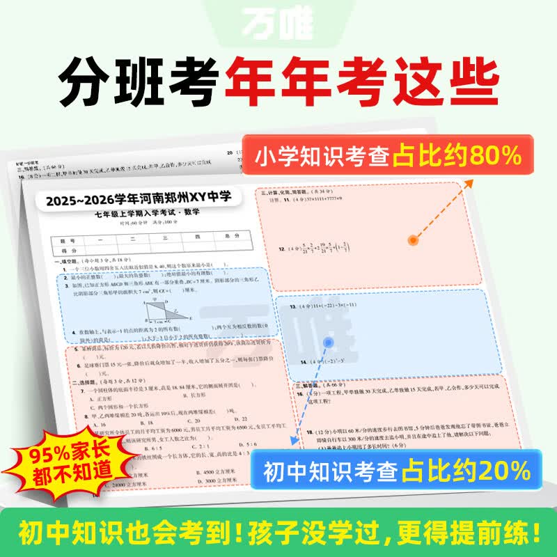 2027新版万唯中考新初一分班考小升初衔接总复习语文数学英语18省区专版全国通版预测卷重点初中尖子班分班考专项训练名校真题暑假预习冲刺重点班万维官方旗舰店 广东专版